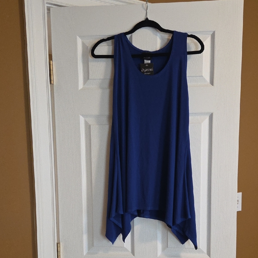 Gypsies & Moondust Royal Blue Handkerchief Hem Tank
